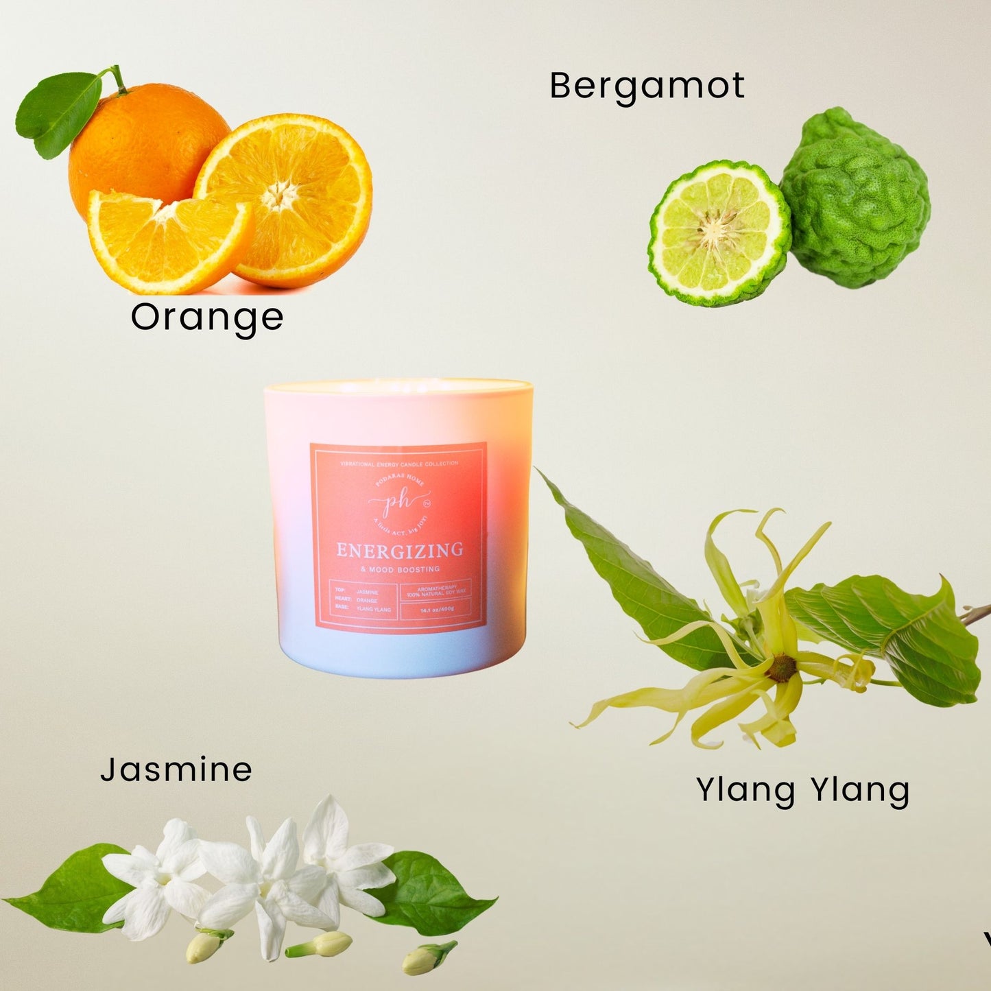 Energizing & Mood Boosting Mini Travel Size Candle 45g 1 Wick 13 Hours Burn Time
