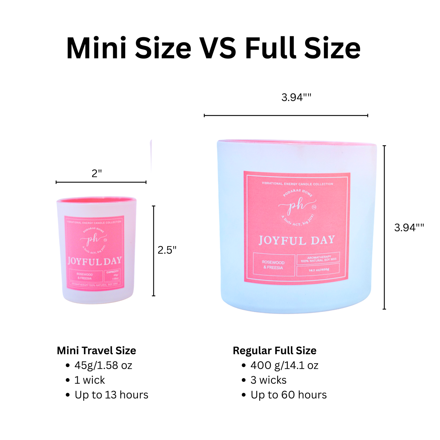 Joyful Day Candle Mini Travel Size 45g 1 Wick 13 Hours Burn Time