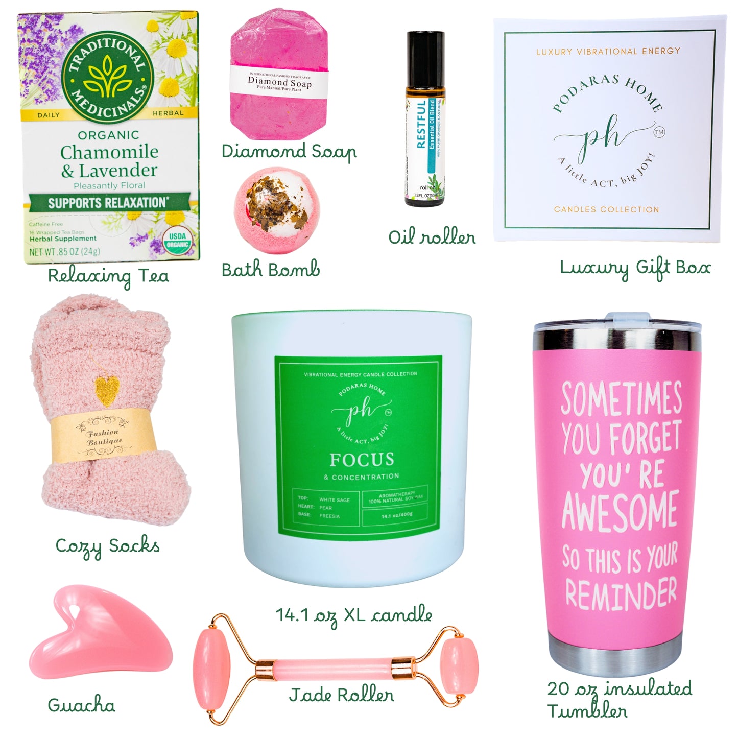 Women’s Self Care – Spa Gift Box with English Pear & Focus Candle