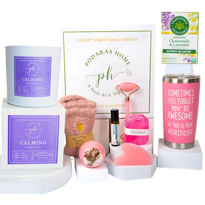 Women’s Self Care – Spa Gift Box with Lavender Calming Candle
