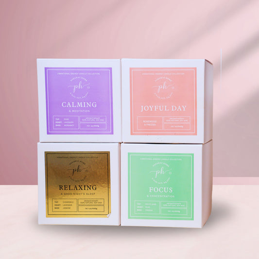 Set C: Purple – Pink – Green – Orange Candles***Luxury Vibrational Energy Candle Gift Box (4 Candles)
