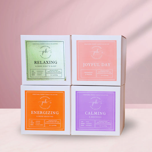 Set D: Gold – Orange – Pink – Purple Candles***Luxury Vibrational Energy Candle Gift Box (4 Candles)