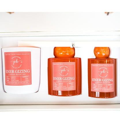 Bergamot Jasmine Ylang Ylang Candle -Room Spray - Reed Diffuser Gift Set For Energizing & Mood Boosting