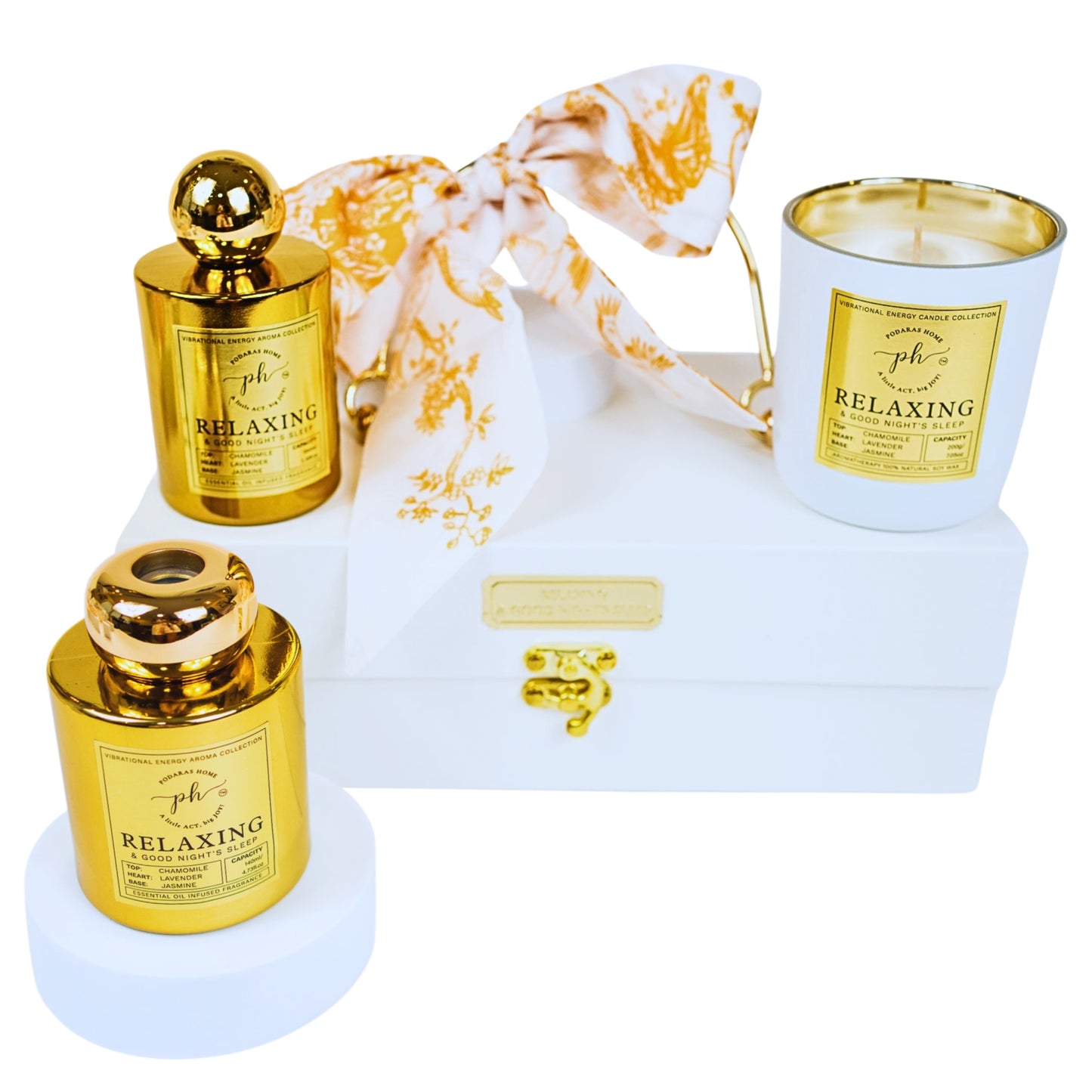 Chamomile & Lavender Relaxing Candle -Room Spray - Reed Diffuser Gift Set