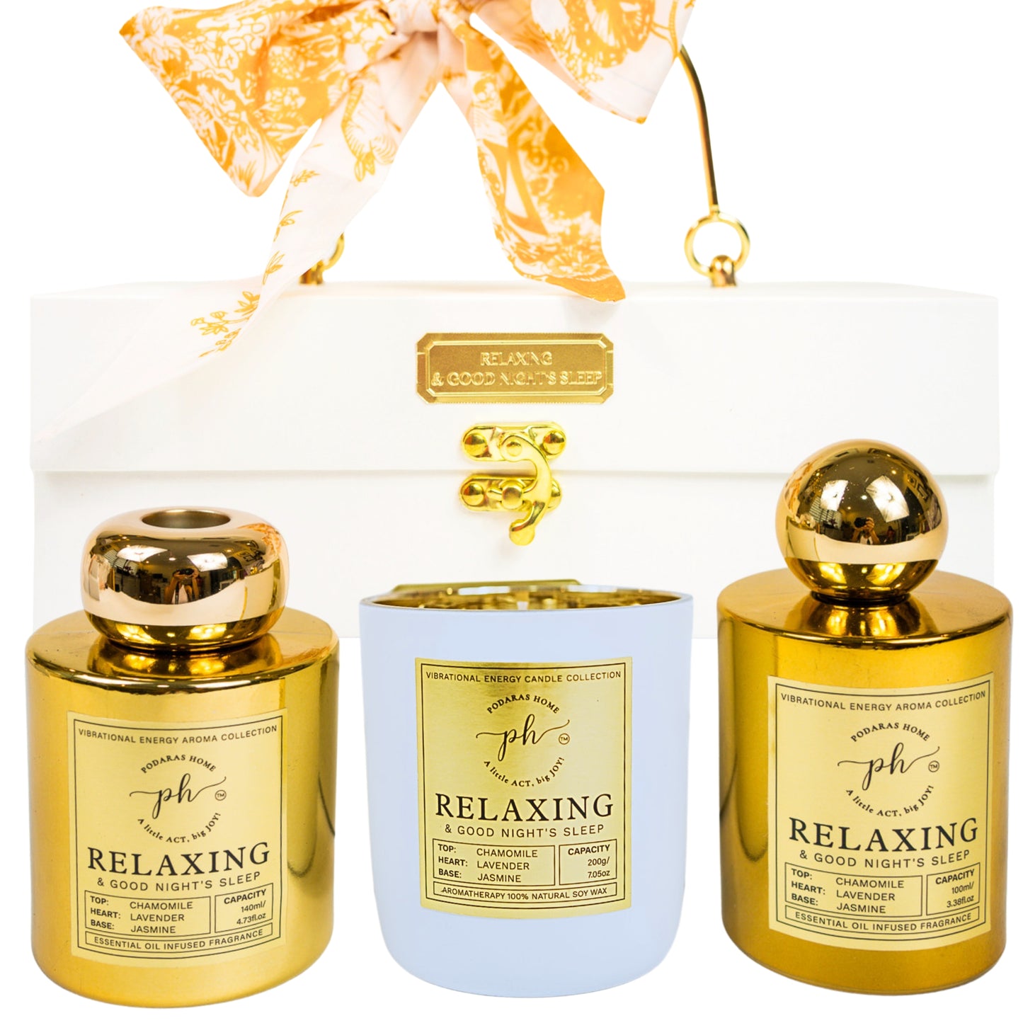 Chamomile & Lavender Relaxing Candle -Room Spray - Reed Diffuser Gift Set