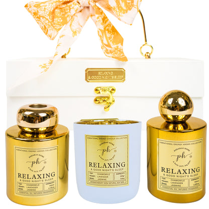 Chamomile & Lavender Relaxing Candle -Room Spray - Reed Diffuser Gift Set