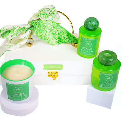 English Pear, Freesia & White Sage Candle -Room Spray - Reed Diffuser Gift Set For Focus & Concentration