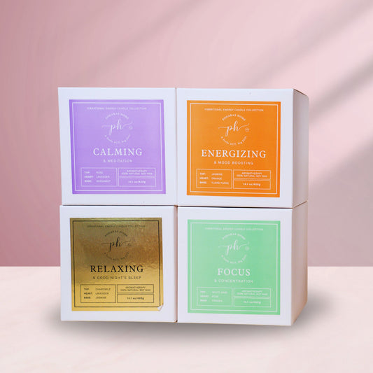 Set A: Purple – Green – Orange – Gold Candles***Luxury Vibrational Energy Candle Gift Box (4 Candles)