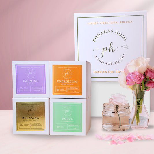Set A: Purple – Green – Orange – Gold Candles***Luxury Vibrational Energy Candle Gift Box (4 Candles)