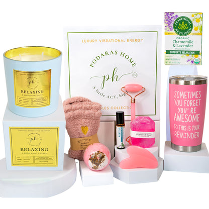 Women’s Self Care – Spa Gift Box - Chamomile Lavender Relaxing Candle