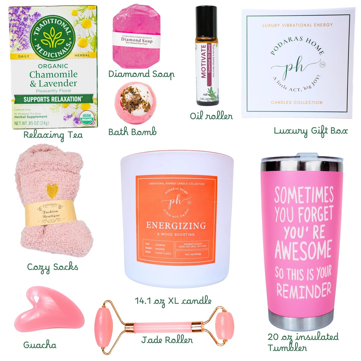 Women’s Self Care – Spa Gift Box - With Orange & Bergamot Energizing Candle