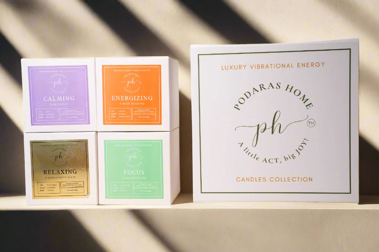Set A: Purple – Green – Orange – Gold Candles***Luxury Vibrational Energy Candle Gift Box (4 Candles)