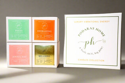Set E: Gold – Pink – Green – Orange Candles***Luxury Vibrational Energy Candle Gift Box (4 Candles)