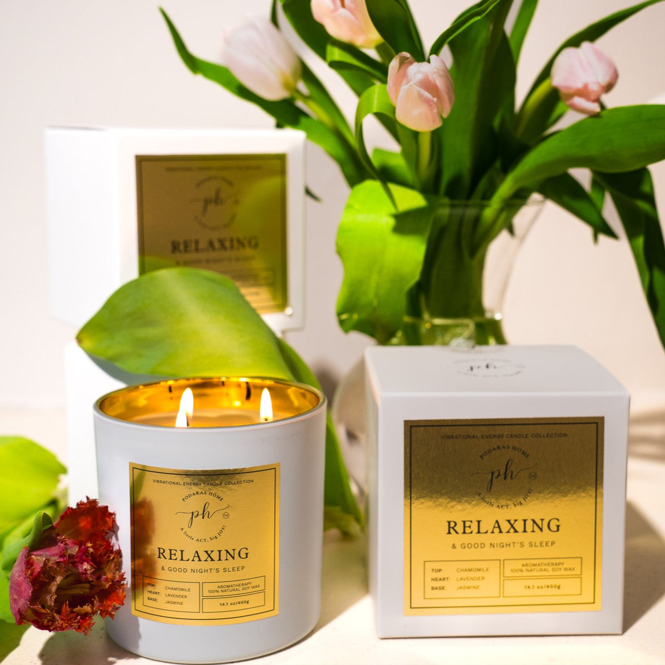 Set E: Gold – Pink – Green – Orange Candles***Luxury Vibrational Energy Candle Gift Box (4 Candles)