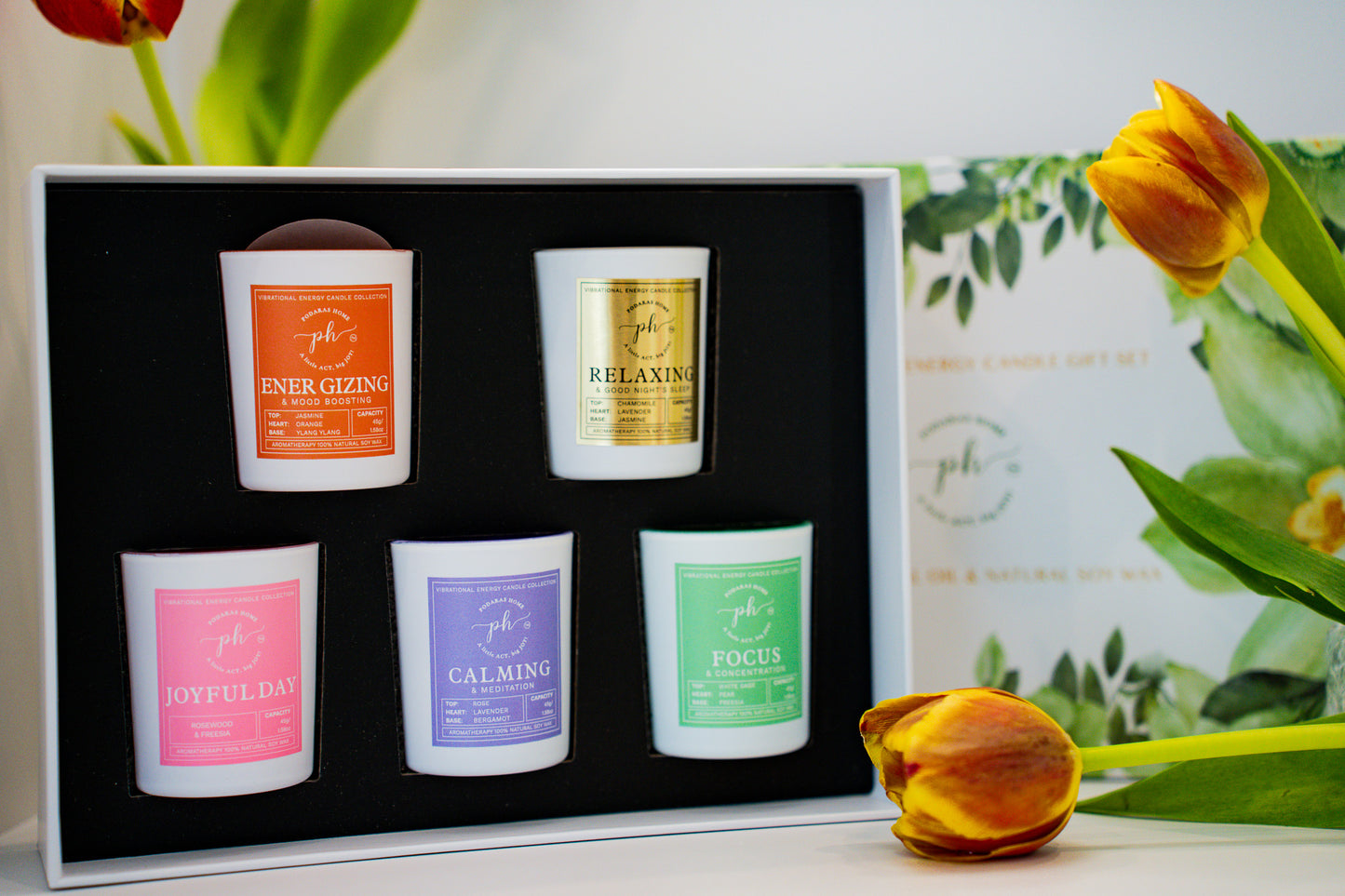 A Gift Set of 5 Candles for Vibrational Enery and Positive Mindset