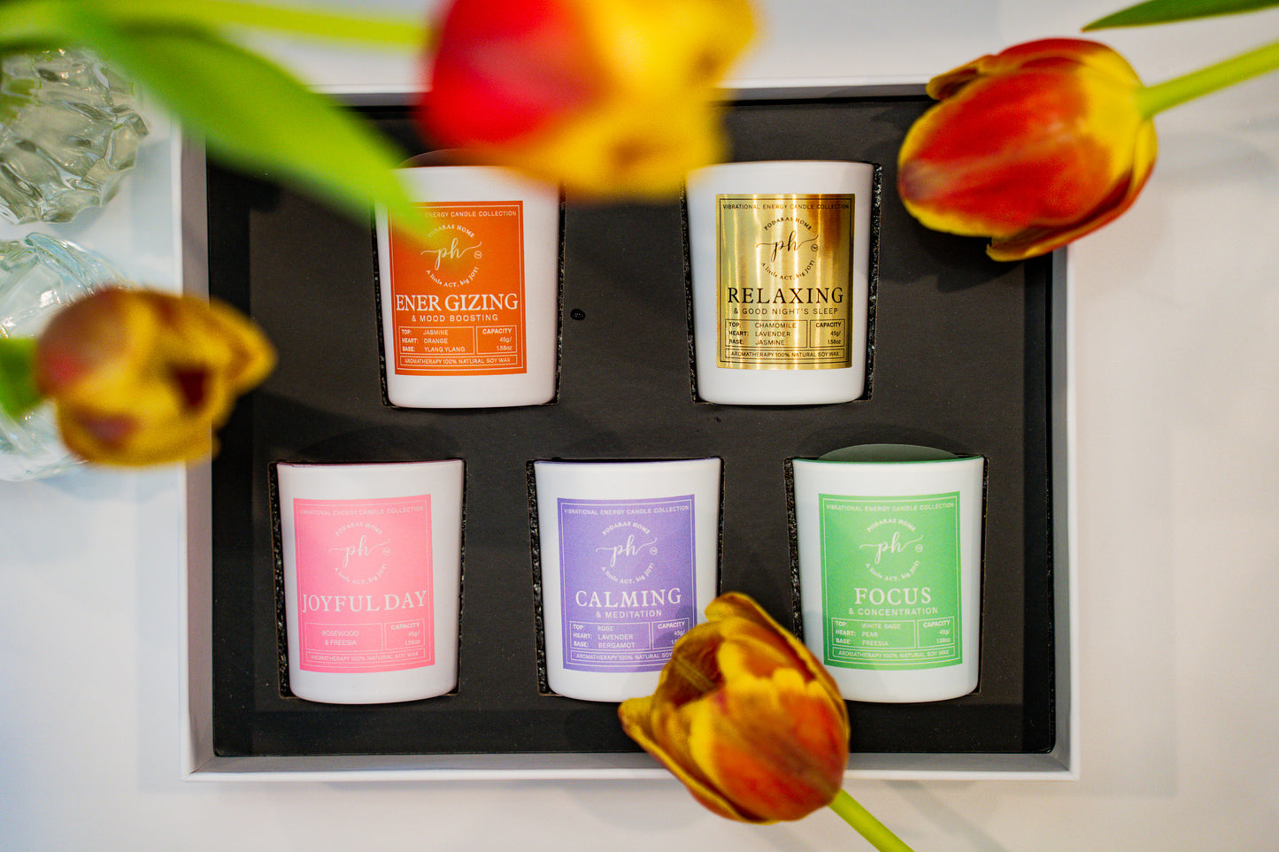 A Gift Set of 5 Candles for Vibrational Enery and Positive Mindset