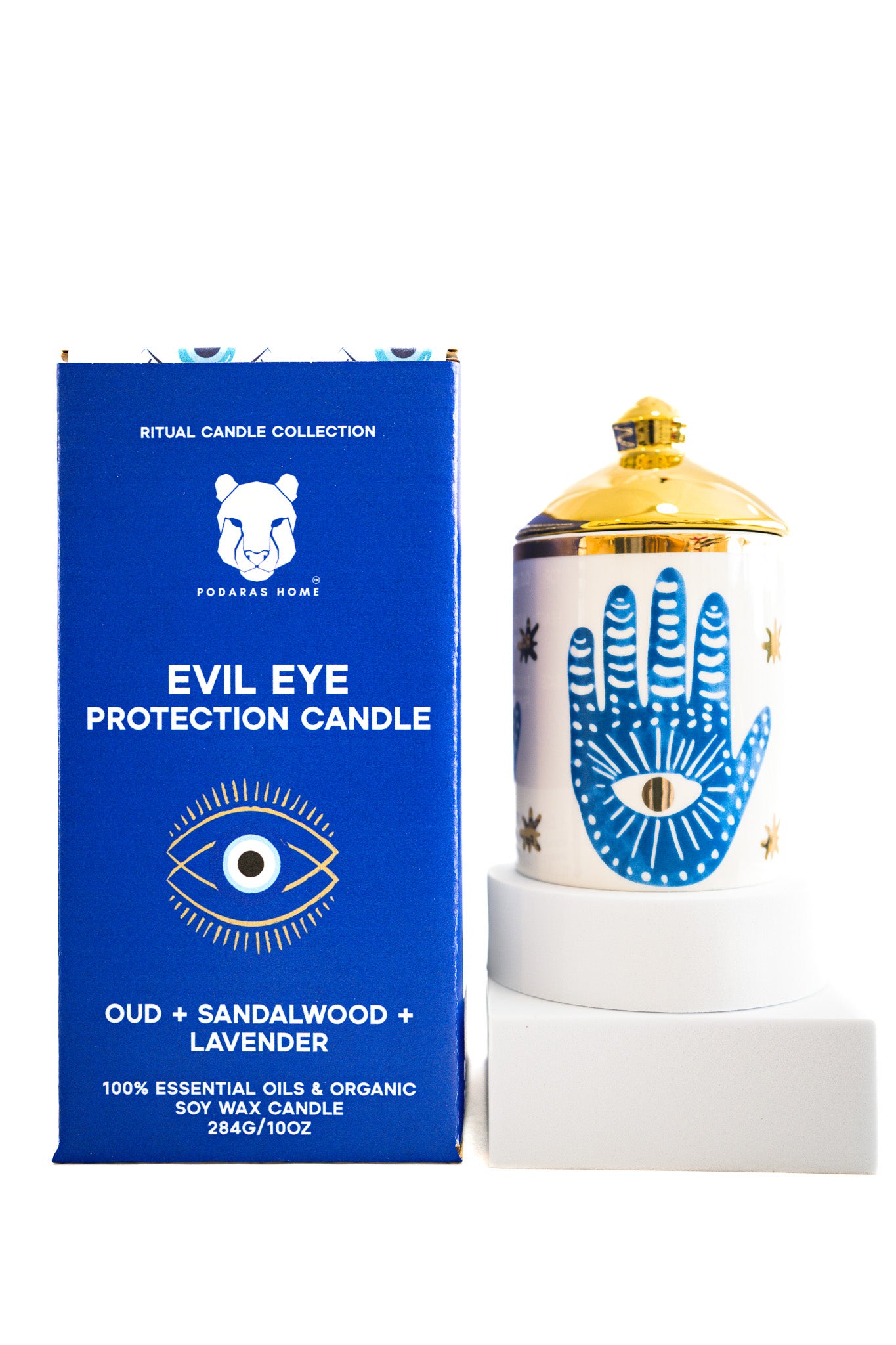 Evil Eye Protection Candle with Crystals - Certified Organic Soy Wax + Therapeutic Essential Oils